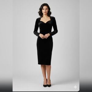 Vintage Niki Liva Black Velvet 90's Dress Sweetheart Neckline Size 4-6 Old Money